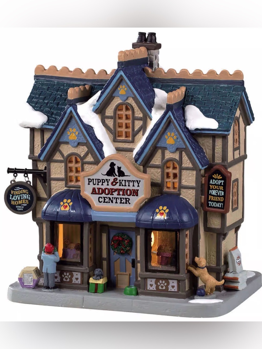 Lemax Christmas Village Puppy & Kitty Adoption Center Lighted Building